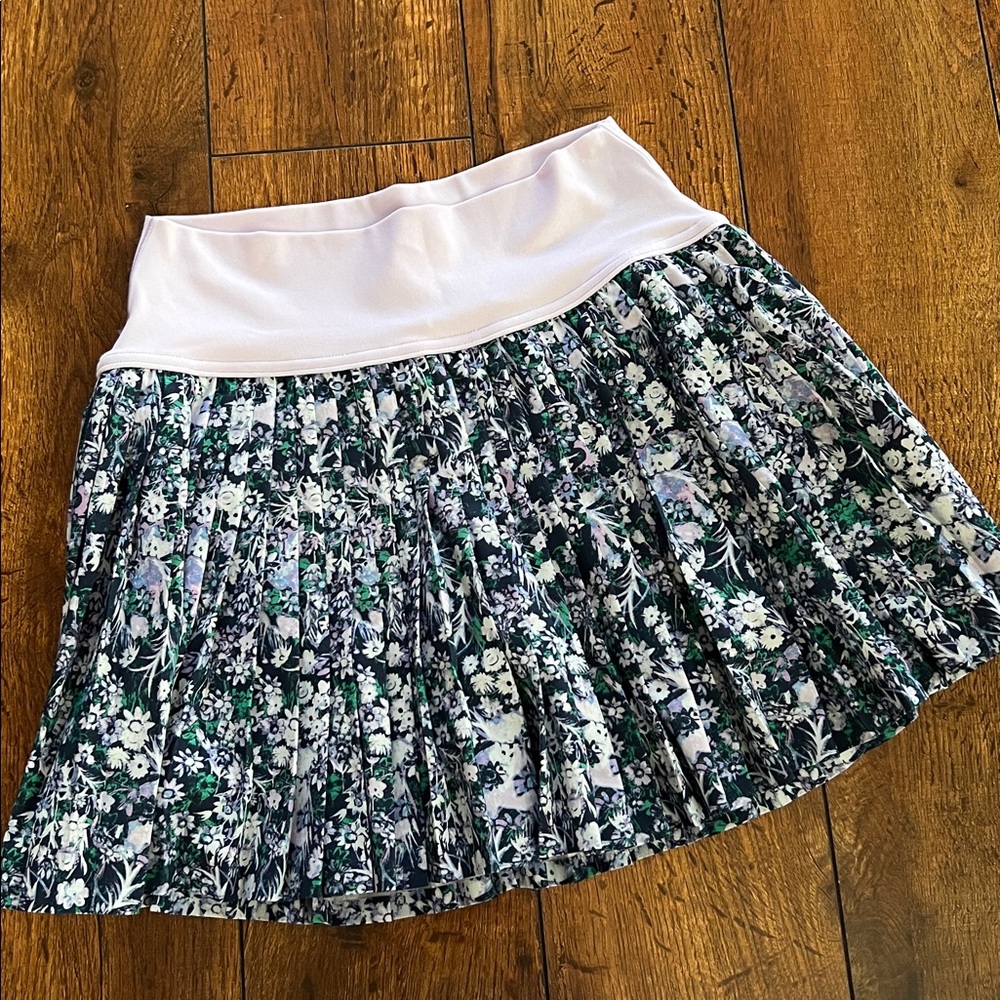 Offline Floral Pleated Skirt with White Waistband